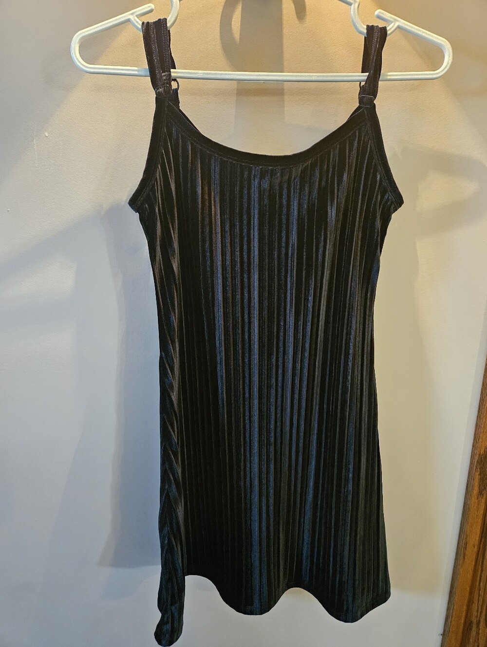 American Eagle Outfitters Black Velvet Pleated Little Black Dress